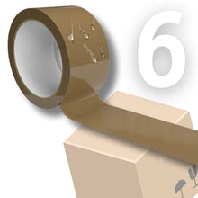 Carica l'immagine nel visualizzatore di Gallery, LogicaShop STRAP Rotoli Nastro Adesivo Largo per Imballaggio Pacchi, Spedizioni e Trasloco - Resistente e Silenzioso (6Pz, Marrone)