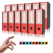 Carica l'immagine nel visualizzatore di Gallery, LogicaShop UBOX Set Raccoglitori ad Anelli A4, Faldoni Ufficio con Custodia (Dorso 8, 12Pz Commerciale, Rosso) - LogicaShop.it