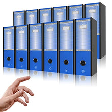 Carica l'immagine nel visualizzatore di Gallery, LogicaShop UBOX Set Raccoglitori ad Anelli A4, Faldoni Ufficio con Custodia (Dorso 8, 12Pz Commerciale, Blu) - LogicaShop.it