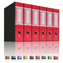 Carica l'immagine nel visualizzatore di Gallery, LogicaShop UBOX 6 Raccoglitori ad Anelli A4 Dorso 8 con Custodia Cartone, Formato Commerciale, Registratore con Meccanismo a Leva D, Raccoglitore con Scatola, Faldone Universale (Rosso)