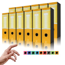 Laden Sie das Bild in den Galerie-Viewer, LogicaShop UBOX Set Raccoglitori ad Anelli A4, Faldoni Ufficio con Custodia (Dorso 8, 12Pz Commerciale, Giallo) - LogicaShop.it