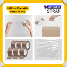 Laden Sie das Bild in den Galerie-Viewer, LogicaShop STRAP Rotoli Nastro Adesivo Largo per Imballaggio Pacchi, Spedizioni e Trasloco - Resistente e Silenzioso (36Pz, Marrone)