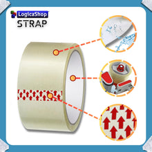 Cargar imagen en el visor de la galería, LogicaShop STRAP Rotoli Nastro Adesivo Largo per Imballaggio Pacchi, Spedizioni e Trasloco - Resistente e Silenzioso (12Pz, Trasparente)