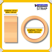 Carica l'immagine nel visualizzatore di Gallery, LogicaShop STRAP Rotoli Nastro Adesivo Largo per Imballaggio Pacchi, Spedizioni e Trasloco - Resistente e Silenzioso (6Pz, Marrone)