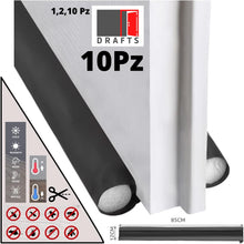 Carica l'immagine nel visualizzatore di Gallery, LogicaShop DRAFTS Paraspifferi Sotto Porta Blindata Ingresso, Guarnizione Isolante Porte e Finestre Anti Spifferi Aria e Insetti, Universale, Nero (Sottoporta)