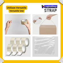 Laden Sie das Bild in den Galerie-Viewer, LogicaShop STRAP Rotoli Nastro Adesivo Largo per Imballaggio Pacchi, Spedizioni e Trasloco - Resistente e Silenzioso (12Pz, Marrone)