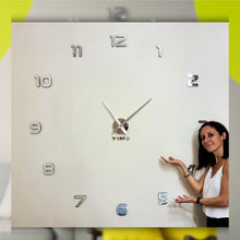 Carica l'immagine nel visualizzatore di Gallery, LogicaShop WallClock Orologio da Parete Grande con Numeri e Lancette Adesivi Fai da te, Silenzioso e Facile da Montare, Diametro 60-130 cm, Design Moderno 3D, Casa e Ufficio