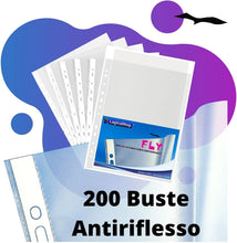 Carica l'immagine nel visualizzatore di Gallery, LogicaShop Fly Buste Forate Trasparenti Antiriflesso per Raccoglitore ad Anelli A4, Cartelline di Plastica con fori