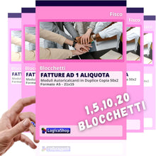Carica l'immagine nel visualizzatore di Gallery, LogicaShop Blocchi Fatture ad 1 Aliquota 50x2 Autoricalcante f.to 22x14,8 - Blocco Fattura, Blocchetti in duplice copia