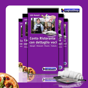 LogicaShop ® Blocco Conto Ordini Ristorante con Dettaglio Voci - Ricevuta Pizzeria Trattoria