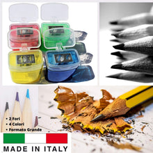 Laden Sie das Bild in den Galerie-Viewer, LogicaShop B-Sharpy Temperino con Serbatoio Piccolo per Destrimani, Temperamatite per Bambini Doppio Foro, Temperamatita per Matita Occhi Colorato, Temperino 2 Fori con Contenitore (Assortiti) - LogicaShop.it