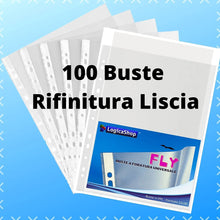 Load image into Gallery viewer, LogicaShop Fly Buste Forate Trasparenti per Raccoglitori ad Anelli A4, Cartelline Plastica (Lucide, 100 Pezzi)