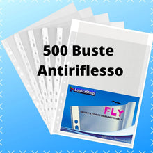 Carica l'immagine nel visualizzatore di Gallery, LogicaShop Fly Buste Forate Trasparenti per Raccoglitori ad Anelli A4, Cartelline Plastica (Antiriflesso, 500 Pezzi) - LogicaShop.it