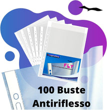 Carica l'immagine nel visualizzatore di Gallery, LogicaShop Fly Buste Forate Trasparenti Antiriflesso per Raccoglitore ad Anelli A4, Cartelline di Plastica con fori