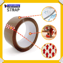 Laden Sie das Bild in den Galerie-Viewer, LogicaShop STRAP Rotoli Nastro Adesivo Largo per Imballaggio Pacchi, Spedizioni e Trasloco - Resistente e Silenzioso (12Pz, Marrone)