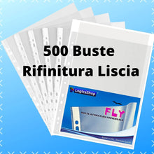 Cargar imagen en el visor de la galería, LogicaShop Fly Buste Forate Trasparenti per Raccoglitori ad Anelli A4, Cartelline Plastica (Lucide, 500 Pezzi)