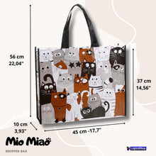 Carica l'immagine nel visualizzatore di Gallery, LogicaShop Mio Miao Shopper Bag Gatti - Borsa Spesa Donna Casual Lavoro, Grande, Resistente, Pieghevole