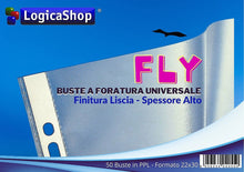 Cargar imagen en el visor de la galería, LogicaShop Fly Buste Forate Trasparenti per Raccoglitori ad Anelli A4, Cartelline Plastica (Lucide, 50 Pezzi)
