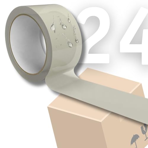 LogicaShop STRAP Rotoli Nastro Adesivo Largo per Imballaggio Pacchi, Spedizioni e Trasloco - Resistente e Silenzioso (24Pz, Trasparente)