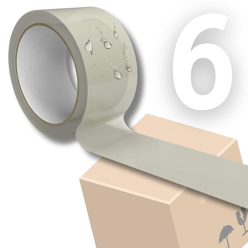 LogicaShop STRAP Rouleaux large ruban adhésif pour emballage, expédition et déménagement – Résistant et silencieux (6 pièces, transparent)