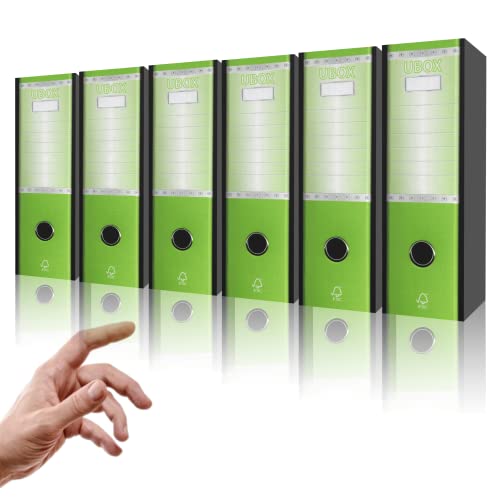 LogicaShop UBOX Set Raccoglitori ad Anelli A4, Faldoni Ufficio con Custodia (Dorso 8, 6Pz Commerciale, Lime)