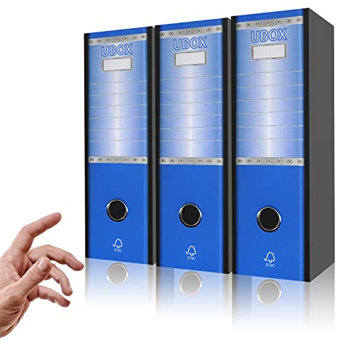 LogicaShop UBOX Set Raccoglitori ad Anelli A4, Faldoni Ufficio con Custodia (Dorso 8, 3Pz Commerciale, Blu)