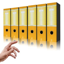Laden Sie das Bild in den Galerie-Viewer, LogicaShop UBOX Set Raccoglitori ad Anelli A4, Faldoni Ufficio con Custodia (Dorso 8, 6Pz Commerciale, Giallo)

