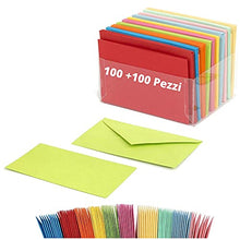 Cargar imagen en el visor de la galería, 100 Cartoncini Colorati con Busta Mini, Formato 11x8 cm, Biglietti Colorati Piccoli con Busta, Multicolore - Bigliettini Auguri con Buste 10 Colori Assortiti Forti e Pastello, Bustine con Foglietti
