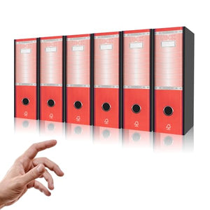 LogicaShop UBOX Set Raccoglitori ad Anelli A4, Faldoni Ufficio con Custodia (Dorso 8, 6Pz Commerciale, Rosso)