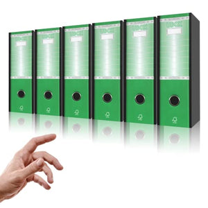 LogicaShop UBOX Set Raccoglitori ad Anelli A4, Faldoni Ufficio con Custodia (Dorso 8, 6Pz Commerciale, Verde)