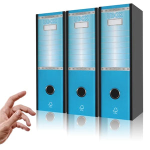 LogicaShop UBOX Set Raccoglitori ad Anelli A4, Faldoni Ufficio con Custodia (Dorso 8, 3Pz Commerciale, Celeste)