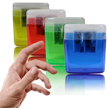 Cargar imagen en el visor de la galería, LogicaShop B-Sharpy Temperino con Serbatoio Piccolo per Destrimani, Temperamatite per Bambini Doppio Foro, Temperamatita per Matita Occhi Colorato, Temperino 2 Fori con Contenitore (Assortiti)
