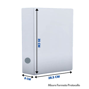 LogicaShop UBOX 6 Raccoglitori ad Anelli A4 Dorso 8 con Custodia Cartone, Formato Protocollo, Registratore con Meccanismo a Leva D, Raccoglitore con Scatola Faldone Universale (Arancione - Protocollo)