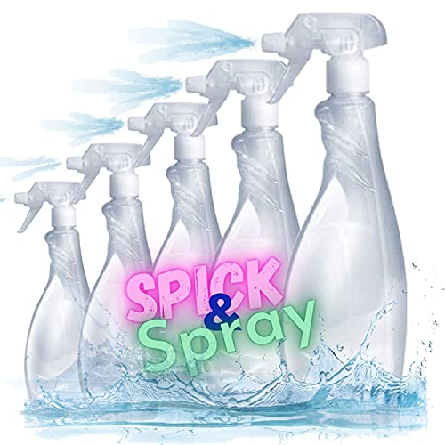 LogicaShop Spick & Spray Spruzzini Nebulizzatori Vuoti uso Professionale, Bottiglie Plastica Trasparente Flaconi Spray, Spruzzatori, Alimentari, Piante, Parrucchieri (5, 750 ml)