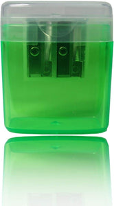 LogicaShop ® B-Sharpy Spitzer mit kleinem Tank für Rechtshänder, Doppelloch-Bleistiftspitzer für Kinder, Bleistiftspitzer für farbigen Augenstift, 2-Loch-Spitzer mit Behälter