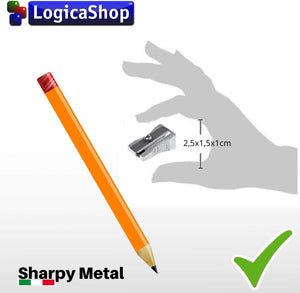 LogicaShop Sharpy Metal Temperino Piccolo Classico Alluminio e Acciaio - Temperamatite metallo 1 foro Per Matite Kawai, Bambini Scuola e Trucco Matita Occhi
