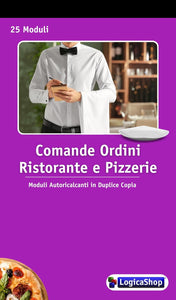 LogicaShop® Blocchi Comande Ordini Ristorante Pizzeria con 25 Moduli in Duplice Copia - Blocchetti 25x2 Autoricalcanti 17x10cm