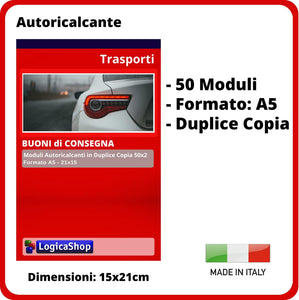 LogicaShop® Blocchi Buoni di Consegna Moduli in Duplice Copia, Blocchetti Autoricalcanti, Libretto Ricevute Ufficio 2 Copie Formato A5-21x15cm