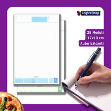 Charger l&#39;image dans la galerie, LogicaShop Blocchi Comande Ordini Ristorante Pizzeria con 25 Moduli in Duplice Copia - Blocchetti 25x2 Autoricalcanti 17x10cm

