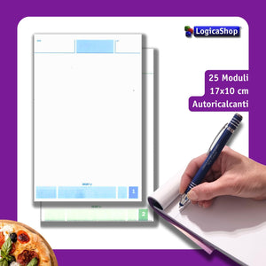 LogicaShop® Restaurant-Pizzeria-Bestellblöcke mit 25 Duplikatformularen – 25 x 2 selbststauchende Blöcke 17 x 10 cm
