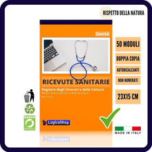 Carica l&#39;immagine nel visualizzatore di Gallery, LogicaShop ® Blocco Ricevute Sanitare Non Numerate Libretti Fatture Sanitarie Blocchi Regime Forfettario Bollettario Blocchetti Ricevuta Sanitaria Bollettari Fatturario Parcelle
