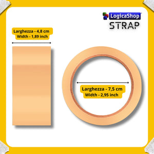 LogicaShop STRAP Rotoli Nastro Adesivo Largo per Imballaggio Pacchi, Spedizioni e Trasloco - Resistente e Silenzioso (36Pz, Marrone)