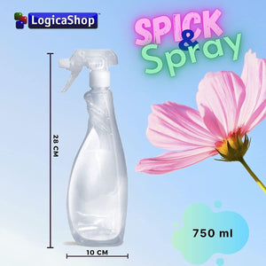 LogicaShop ® Spick & Spray - Spruzzino Nebulizzatore Plastica Trasparente Vuoto uso Professionale, Bottiglia Flacone Spray, Spruzzatore Parrucchieri, Piante, Pulizie (750 ml)