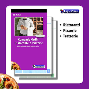 LogicaShop Blocchi Comande Ordini Ristorante Pizzeria con 25 Moduli in Duplice Copia - Blocchetti 25x2 Autoricalcanti 17x10cm
