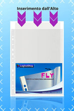 Load image into Gallery viewer, LogicaShop Fly Buste Forate Trasparenti per Raccoglitori ad Anelli A4, Cartelline Plastica (Lucide, 50 Pezzi)
