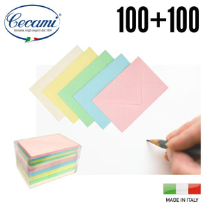 Cartoncini Colorati con Busta, 100Pz 11x8 cm, Biglietti Colorati Piccoli con Busta, Multicolore - Bigliettini Auguri con Buste 5 Colori Pastello Assortiti, Bustine con Foglietti (5 Colori)