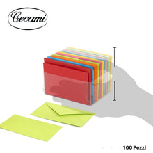 Cargar imagen en el visor de la galería, 100 Cartoncini Colorati con Busta Mini, Formato 11x8 cm, Biglietti Colorati Piccoli con Busta, Multicolore - Bigliettini Auguri con Buste 10 Colori Assortiti Forti e Pastello, Bustine con Foglietti
