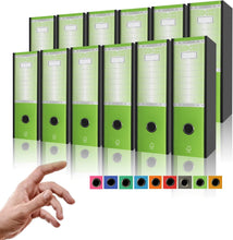 Load image into Gallery viewer, LogicaShop ® UBOX SET 12 A4 RING BINDERS WITH CASE – FILE FILE FILE FOLDER OFFICE ARCHIVES – DOX LEVER RECORDERS (Spine 8, Commercial 32cm, 9 Colours)
