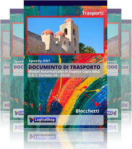 LogicaShop ® Speedy-DDT Blocco Documento di Trasporto Formato A5 21x15 cm Moduli Doppia Copia - Blocchetto DDT 50x2 - Blocchetti Autoricalcanti Trasporti in Duplice Copie