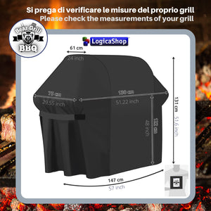 LogicaShop Bear Grill BBQ - Custodia Copri Barbecue da Esterno Rettangolare, Impermeabile e Resistente (COVER 147x67x122)